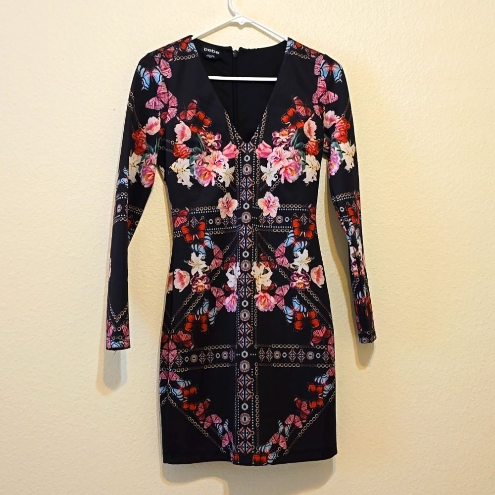 BEBE Butterfly and floral  dress  XS